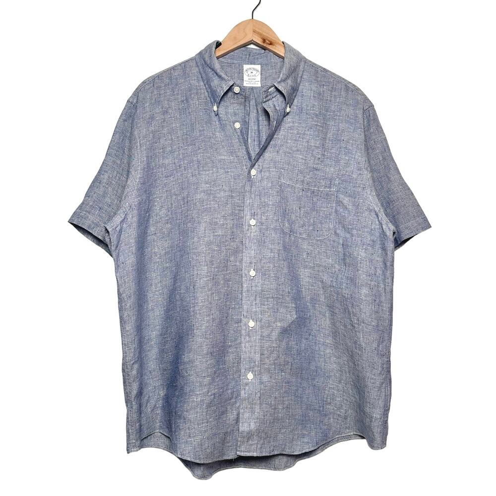 Brooks Brothers | Men | Regent 100% Linen Tonal Textured Button Down Shirt | XL